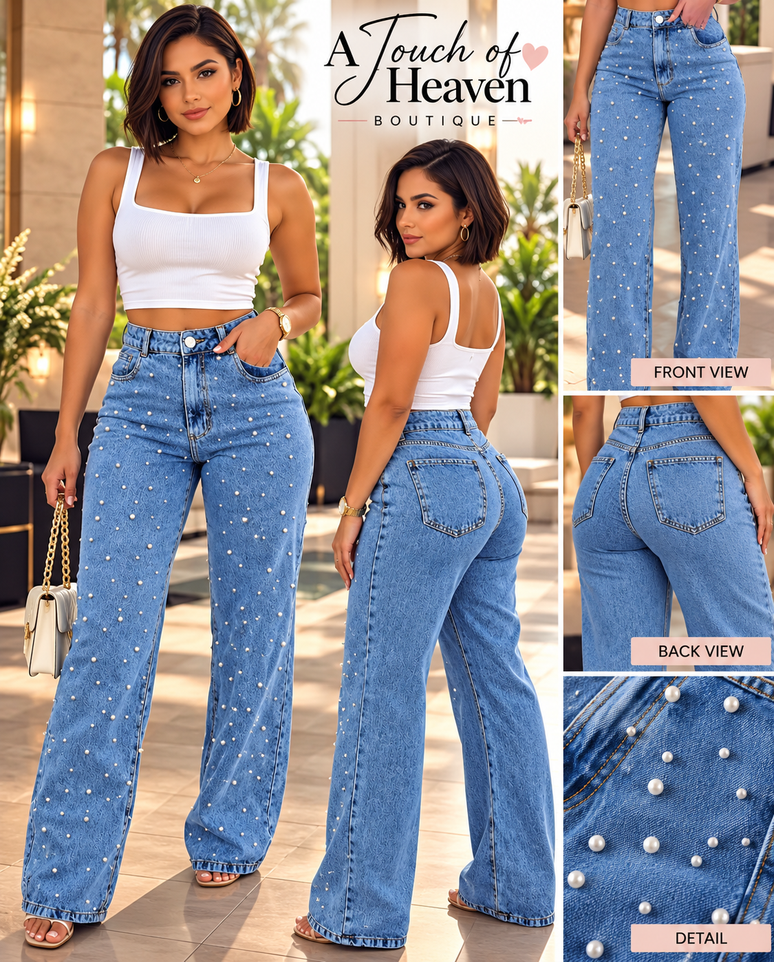 Pearl Luxe Wide-Leg Jeans