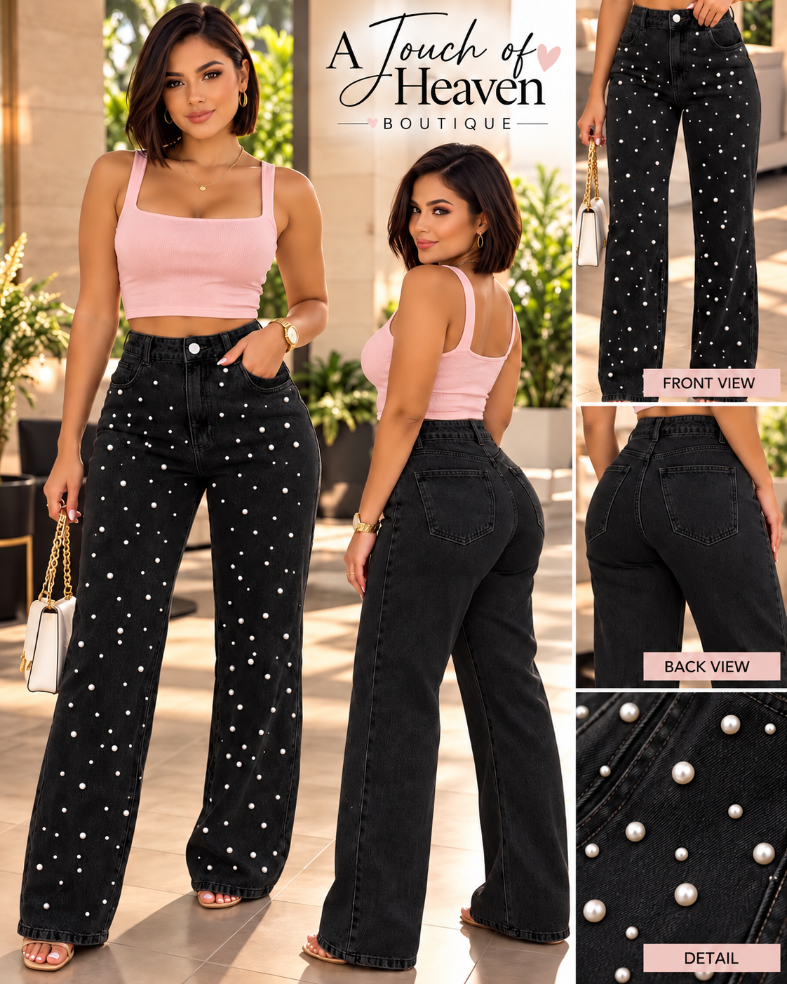 Pearl Luxe Wide-Leg Jeans
