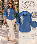 Heavenly Bloom Embellished Denim Shirt
