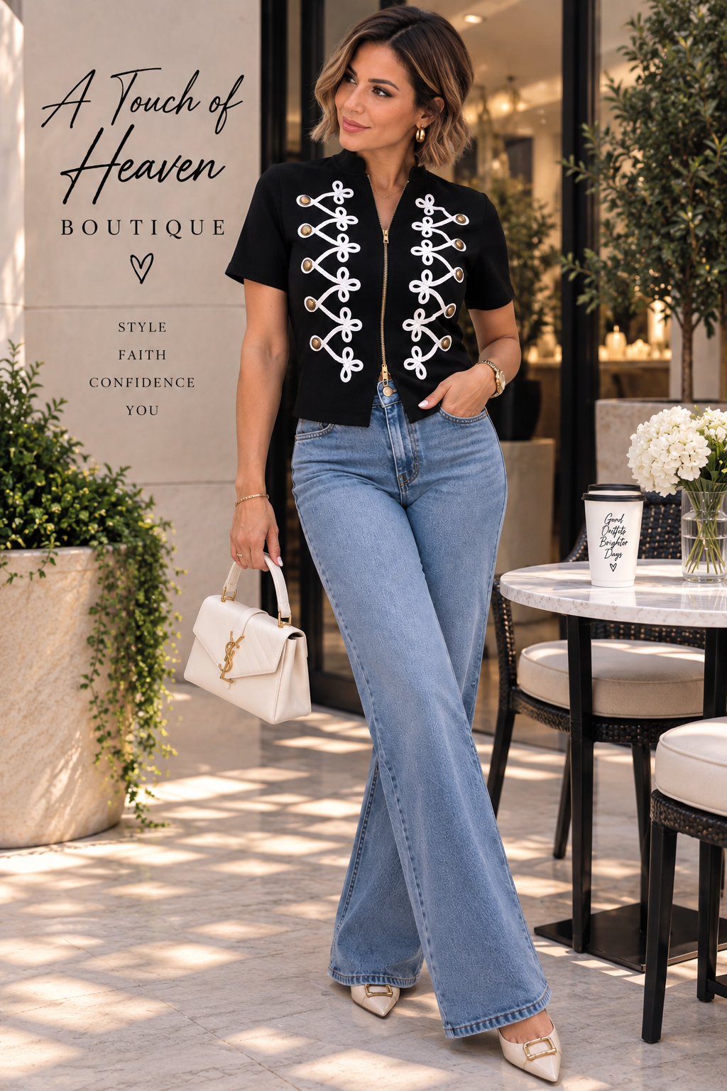 Heavenly Charm Military-Inspired Zip Top