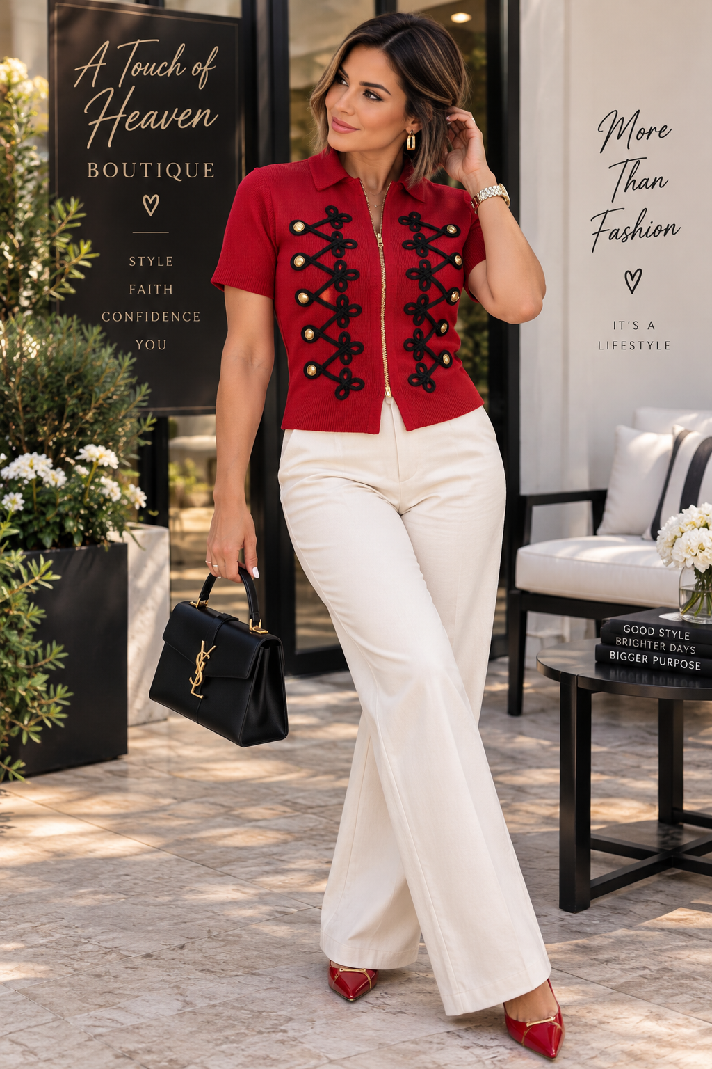 Heavenly Charm Military-Inspired Zip Top
