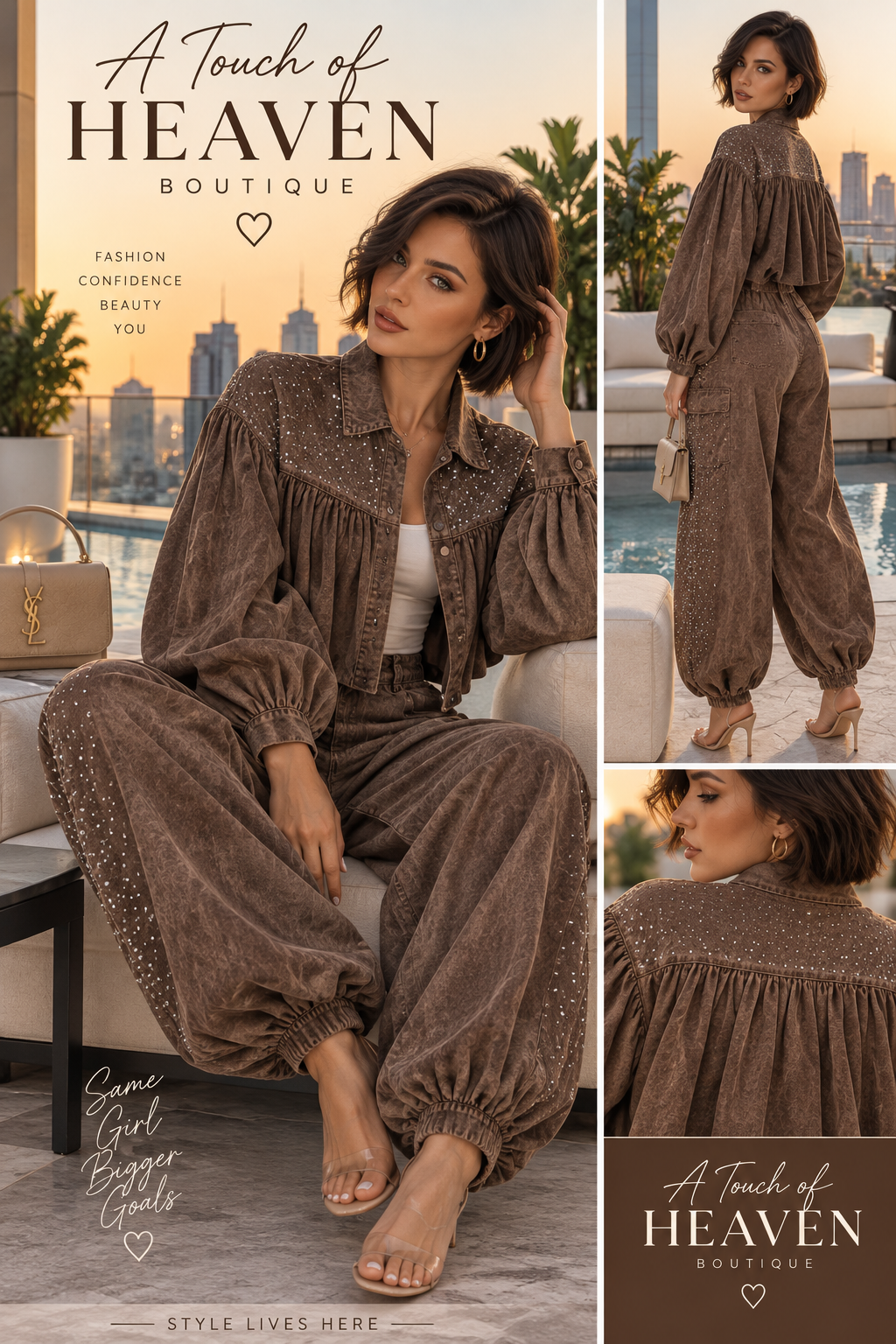 Rhinestone Rebel Denim Two-Piece Set