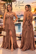 Olive & Mauve Sunset Tiered Maxi Dress