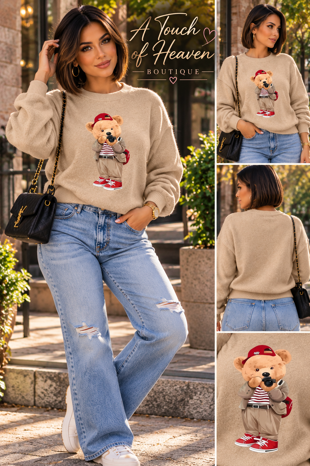 Cozy Camera Bear Knit Sweater