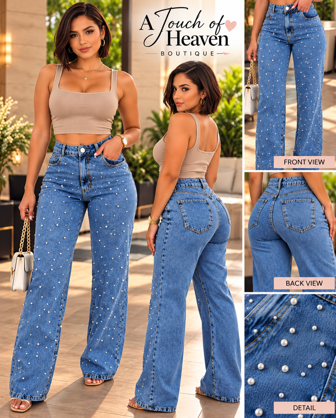Pearl Luxe Wide-Leg Jeans