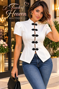 Heavenly Charm Contrast Closure Blouse