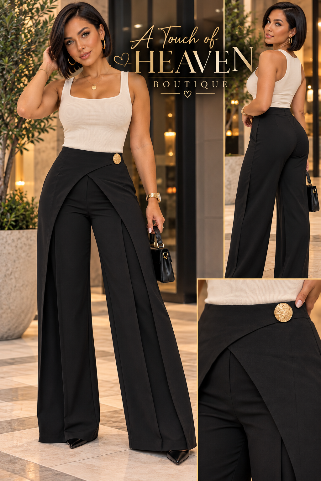 Sophisticated Wrap-Front Wide-Leg Pants