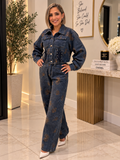 Heavenly Bloom Embroidered Denim Set