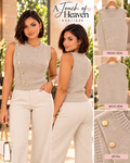 Golden Grace Knit Button Top