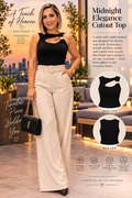 Midnight Elegance Cutout Top