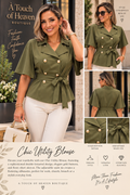 Olive Luxe Belted Utility Blouse