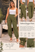 Olive Satin-Feel Tailored Jogger Pants