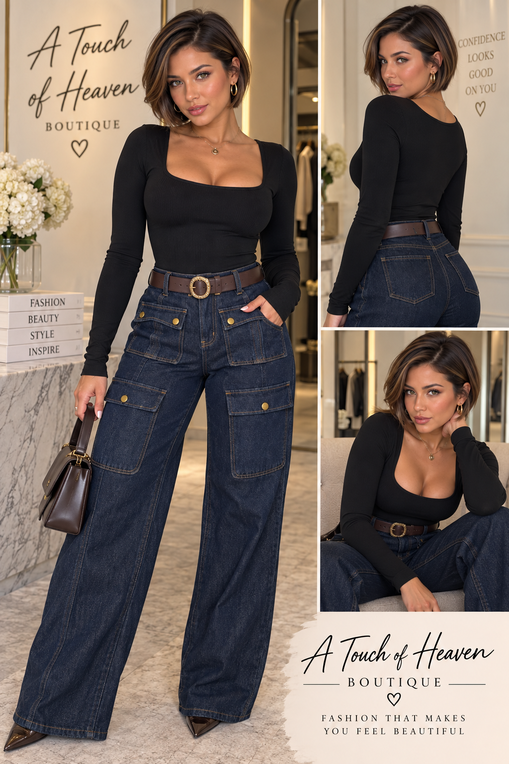 Midnight Utility Wide-Leg Jeans